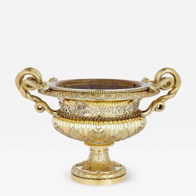 Large Belgian silver gilt vase 19th century