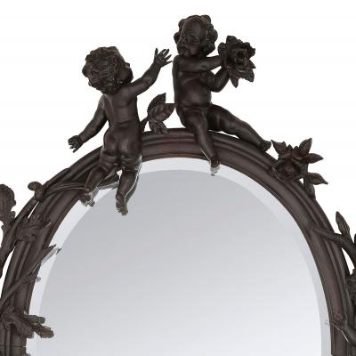 Large Belle poque period carved wood wall mirror