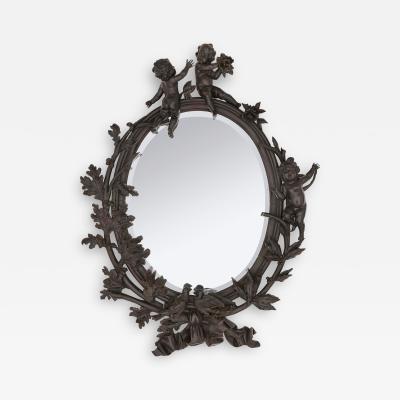 Large Belle poque period carved wood wall mirror