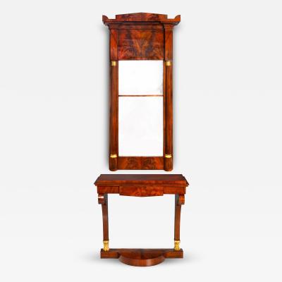 Large Biedermeier Antique Mahogany Pier Mirror and Console Table ca 1820 40