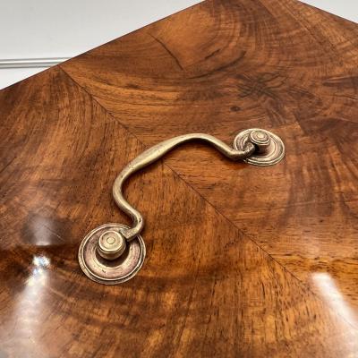 Large Biedermeier Box or Chest Walnut Veneer Brass South Germany circa 1820