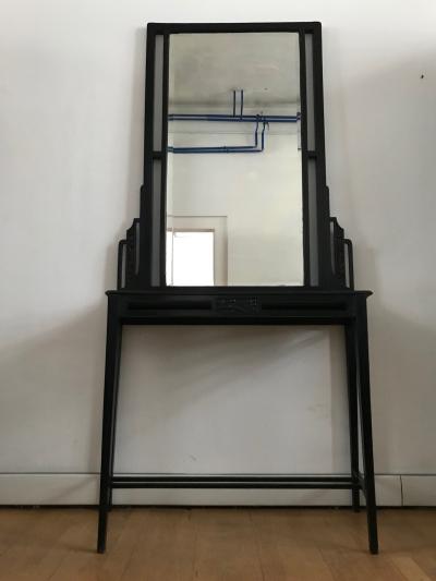 Large Black Console with Mirror