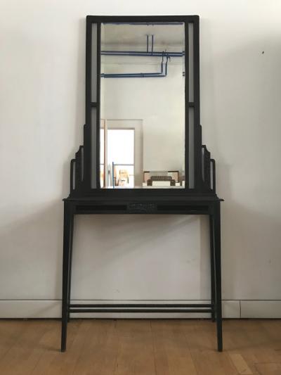 Large Black Console with Mirror