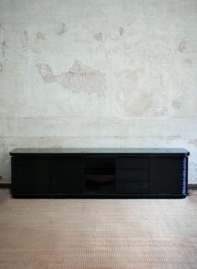 Large Black Lacquered Sideboard 1980s