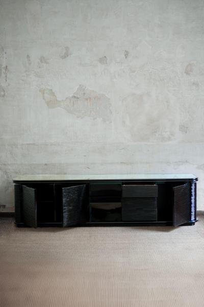 Large Black Lacquered Sideboard 1980s