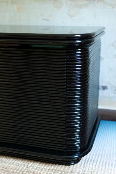 Large Black Lacquered Sideboard 1980s