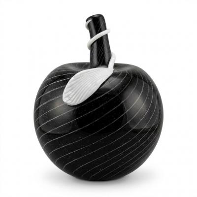 Large Black Murano Glass Apple Vessel