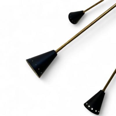 Large Black Sputnik Lamp Italy 1970s