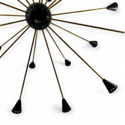 Large Black Sputnik Lamp Italy 1970s
