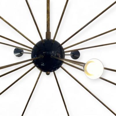 Large Black Sputnik Lamp Italy 1970s