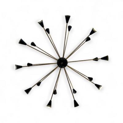Large Black Sputnik Lamp Italy 1970s