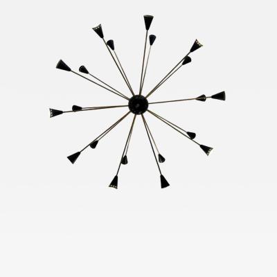 Large Black Sputnik Lamp Italy 1970s