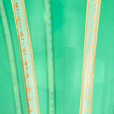 Large Bohemian green and clear glass vase or goblet