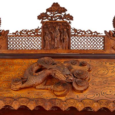 Large Bone Inlaid Hardwood Boxwood and Ebony Chinese Cabinet