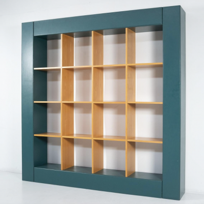 Large Bookcase Loop by Pierluigi Molinari Wood and Leather Italy 1990s