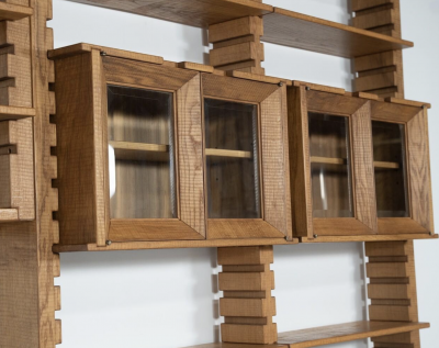 Large Bookshelf with Bench by Guiseppe Rivadossi for Officina Rivadossi Italy