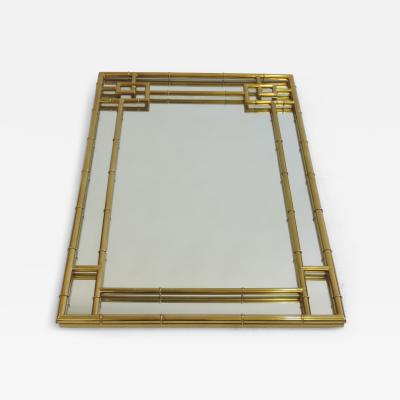 Large Brass Bamboo Wall Mirror Italy 1970s