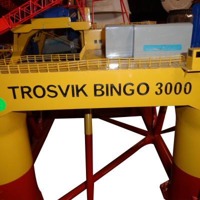 Large Brass Miniature Oil Drilling Rig of Norwegian Trosvik Bingo 3000