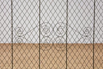 Large Brass and Iron Scroll Decorated Nursery Guard 53 wide