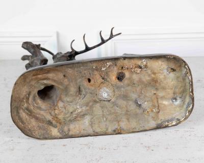 Large Bronze Animal Group Rutting Stag Late 19th Century