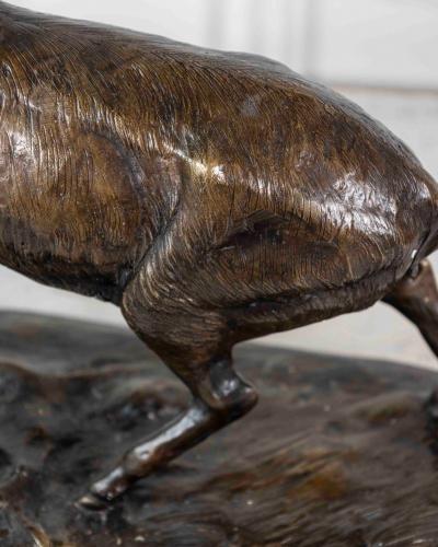 Large Bronze Animal Group Rutting Stag Late 19th Century