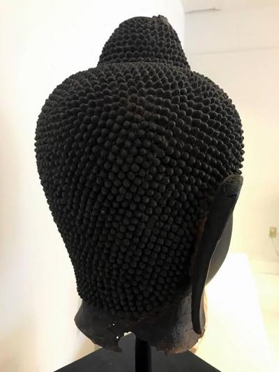 Large Bronze Buddha Head with Stand Thailand