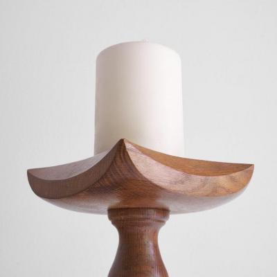 Large Brutalist Candle Holder in Solid Oak