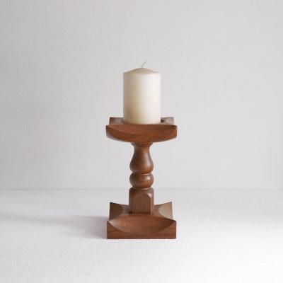 Large Brutalist Candle Holder in Solid Oak