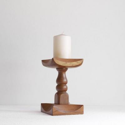 Large Brutalist Candle Holder in Solid Oak