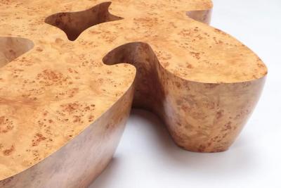 Large Burl Wood Organic Shaped Coffee Table
