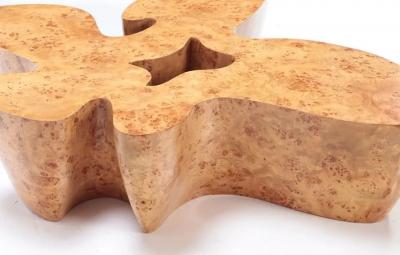 Large Burl Wood Organic Shaped Coffee Table