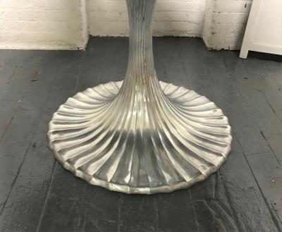 Large Carrara Marble Top Dining Table w Cast Aluminum Base