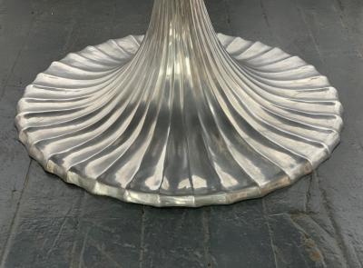 Large Carrara Marble Top Dining Table w Cast Aluminum Base