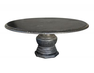 Large Carved Belgian Bluestone Round Dining Center Table w Baluster Form Base