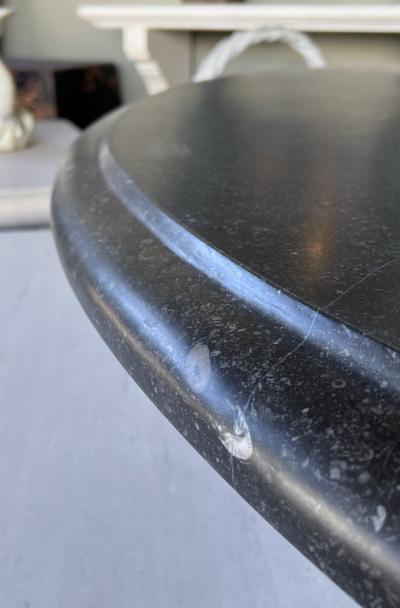 Large Carved Belgian Bluestone Round Dining Center Table w Baluster Form Base