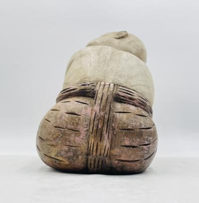 Large Carved Wood Sculpture of a Sleeping Child with Pumpkin Southeast Asia