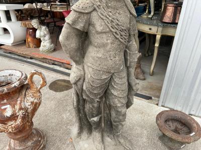 Large Cement Garden Statue Of A Roman Soldier