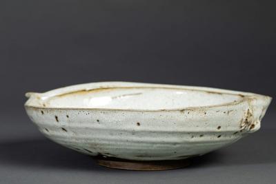Large Ceramic Mingei Dish in the form of an Abalone Shell