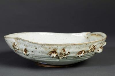 Large Ceramic Mingei Dish in the form of an Abalone Shell