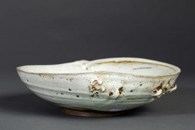 Large Ceramic Mingei Dish in the form of an Abalone Shell