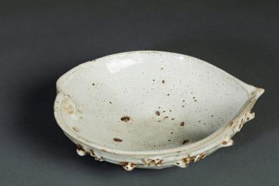 Large Ceramic Mingei Dish in the form of an Abalone Shell