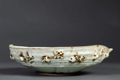 Large Ceramic Mingei Dish in the form of an Abalone Shell