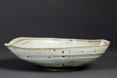 Large Ceramic Mingei Dish in the form of an Abalone Shell