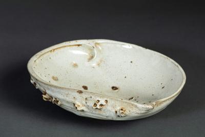 Large Ceramic Mingei Dish in the form of an Abalone Shell