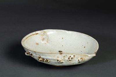 Large Ceramic Mingei Dish in the form of an Abalone Shell