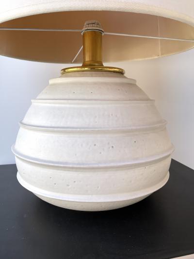 Large Ceramic and Brass Lamp Italy 1970s