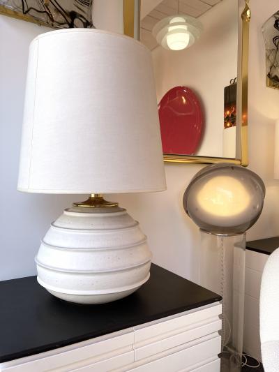 Large Ceramic and Brass Lamp Italy 1970s