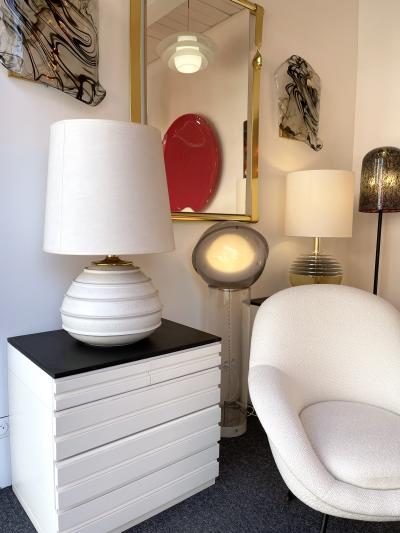 Large Ceramic and Brass Lamp Italy 1970s