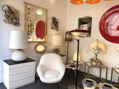 Large Ceramic and Brass Lamp Italy 1970s