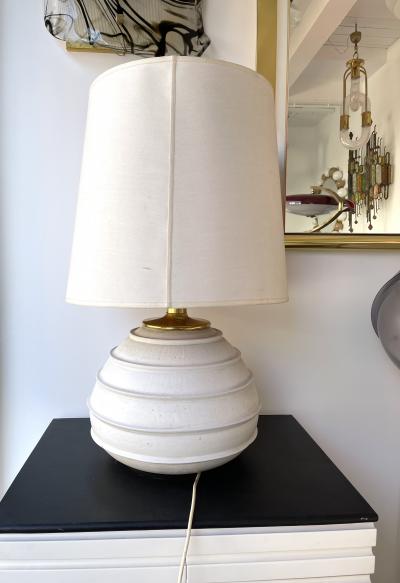 Large Ceramic and Brass Lamp Italy 1970s